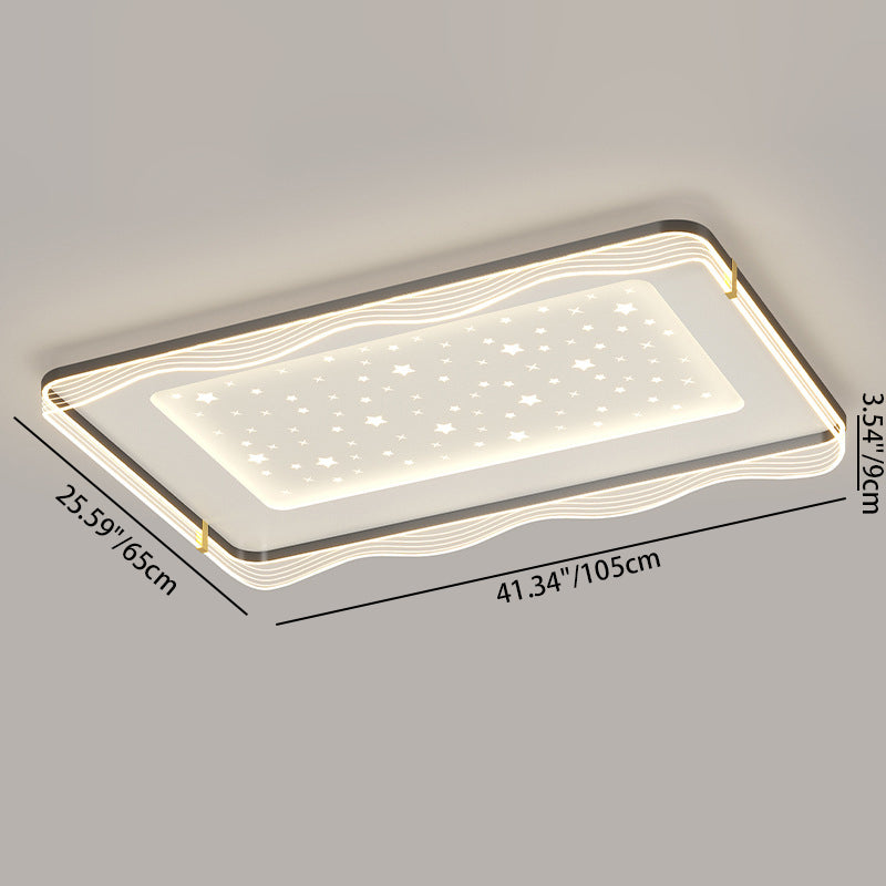 Zeitgenössische nordische Creme Runde quadratische rechteckige Himmel Muster Eisen Aluminium Acryl LED Deckenleuchte für Schlafzimmer 