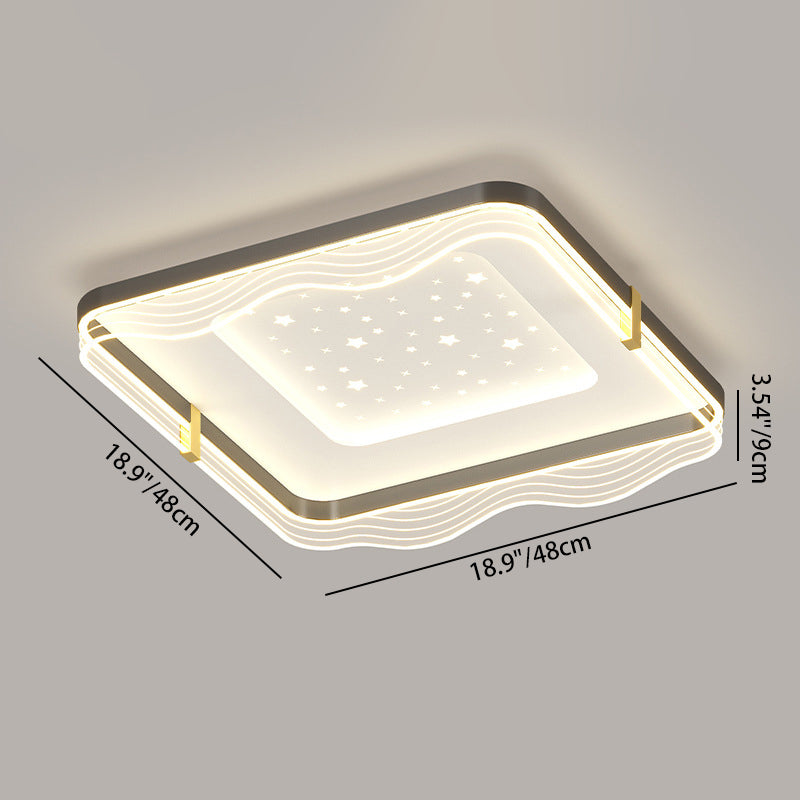 Zeitgenössische nordische Creme Runde quadratische rechteckige Himmel Muster Eisen Aluminium Acryl LED Deckenleuchte für Schlafzimmer 