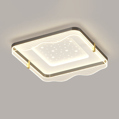 Plafonnier LED en fer aluminium acrylique à motif ciel rond carré rectangulaire crème nordique contemporain pour chambre 