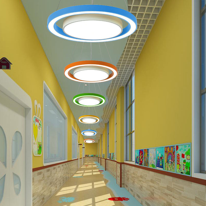 Lustre LED moderne minimaliste rond en fer aluminium acrylique pour chevet 
