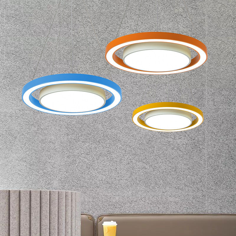 Lustre LED moderne minimaliste rond en fer aluminium acrylique pour chevet 