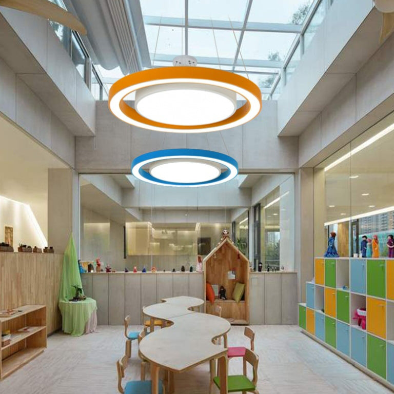 Lustre LED moderne minimaliste rond en fer aluminium acrylique pour chevet 