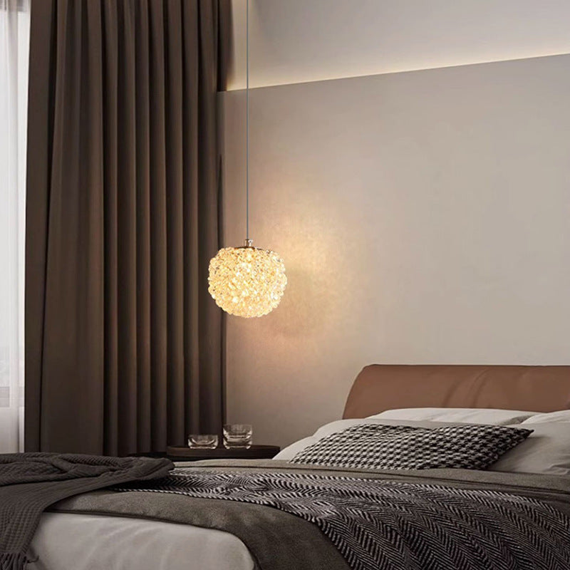 Lustre suspendu moderne en fer avec boule en cristal à 1 lumière pour salon 