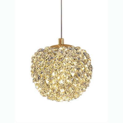 Lustre suspendu moderne en fer avec boule en cristal à 1 lumière pour salon 