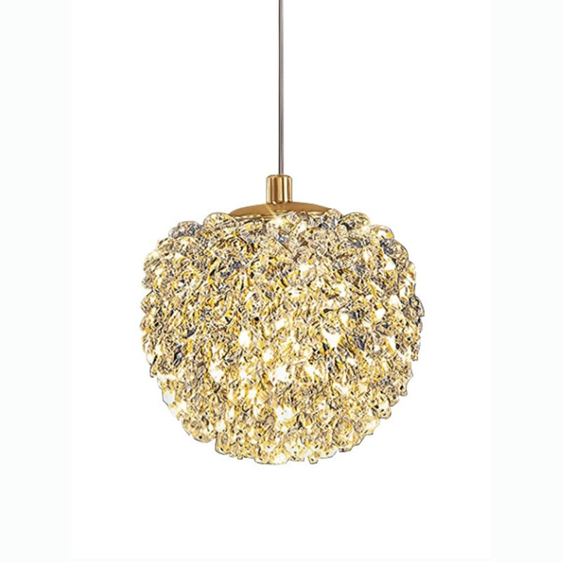 Lustre suspendu moderne en fer avec boule en cristal à 1 lumière pour salon 