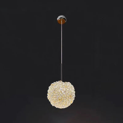 Lustre suspendu moderne en fer avec boule en cristal à 1 lumière pour salon 
