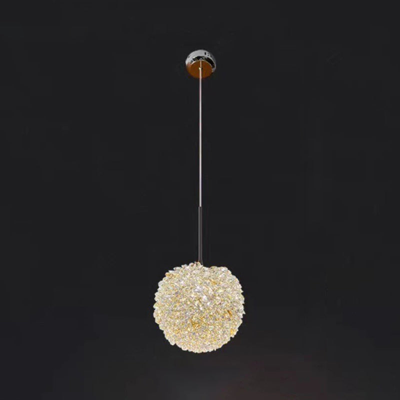 Lustre suspendu moderne en fer avec boule en cristal à 1 lumière pour salon 