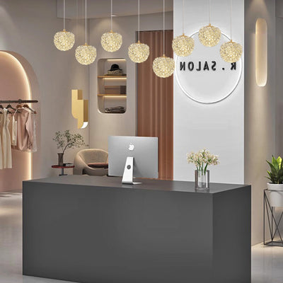 Lustre suspendu moderne en fer avec boule en cristal à 1 lumière pour salon 