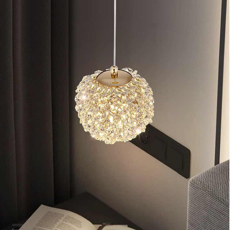 Lustre suspendu moderne en fer avec boule en cristal à 1 lumière pour salon 
