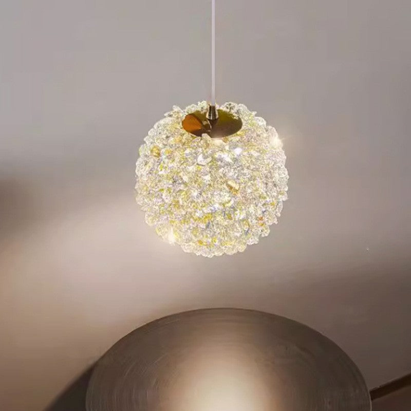Lustre suspendu moderne en fer avec boule en cristal à 1 lumière pour salon 