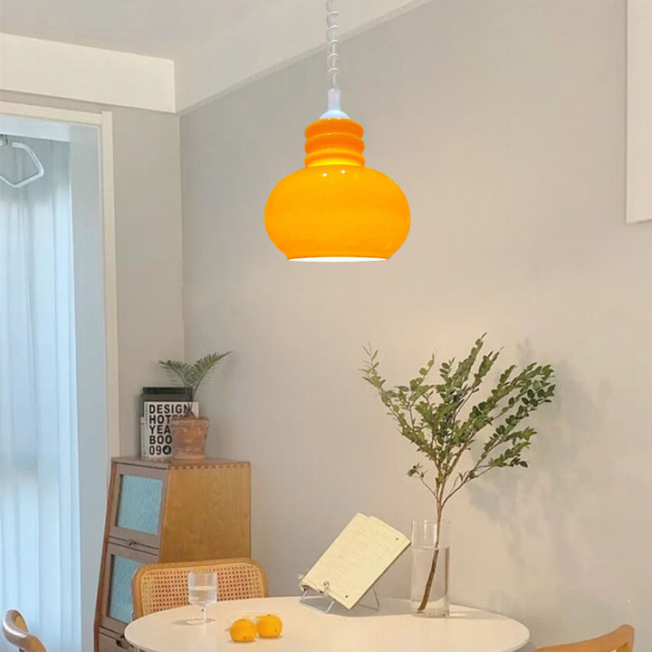 Suspension en verre orange rétractable nordique contemporain à 1 lumière pour salon 