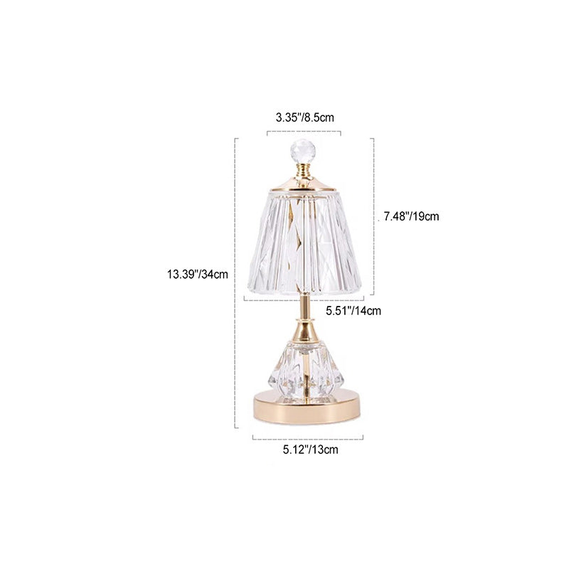 Lampe de table LED USB en verre et fer avec abat-jour tambour et base conique moderne pour chambre 