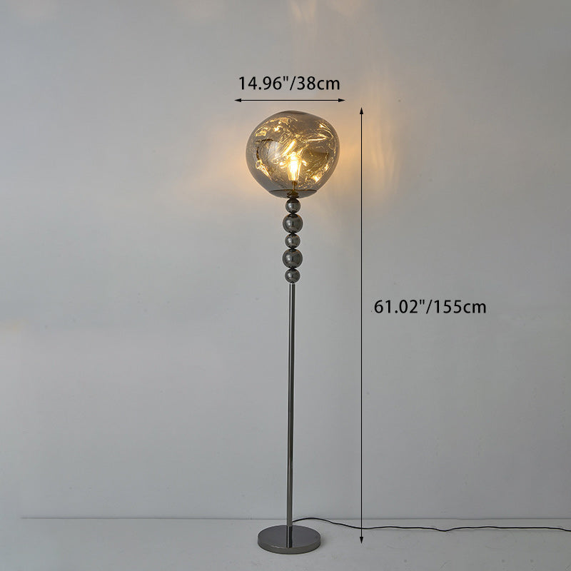 Lampadaire moderne de luxe avec colonne longue perlée en aluminium acrylique à 1 lumière pour salon 