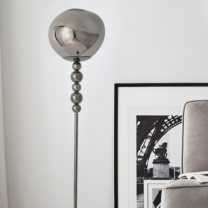Lampadaire moderne de luxe avec colonne longue perlée en aluminium acrylique à 1 lumière pour salon 