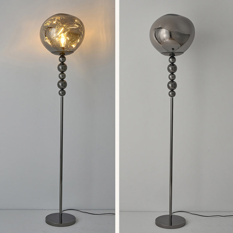 Lampadaire moderne de luxe avec colonne longue perlée en aluminium acrylique à 1 lumière pour salon 