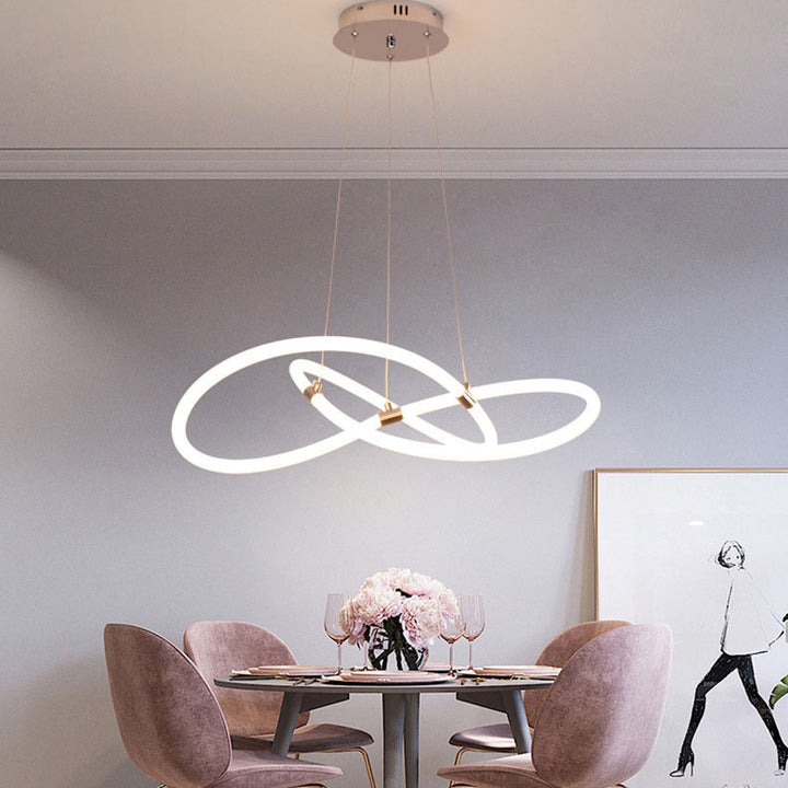 Lustre contemporain en forme d'anneau nordique en fer avec LED PC pour salon 