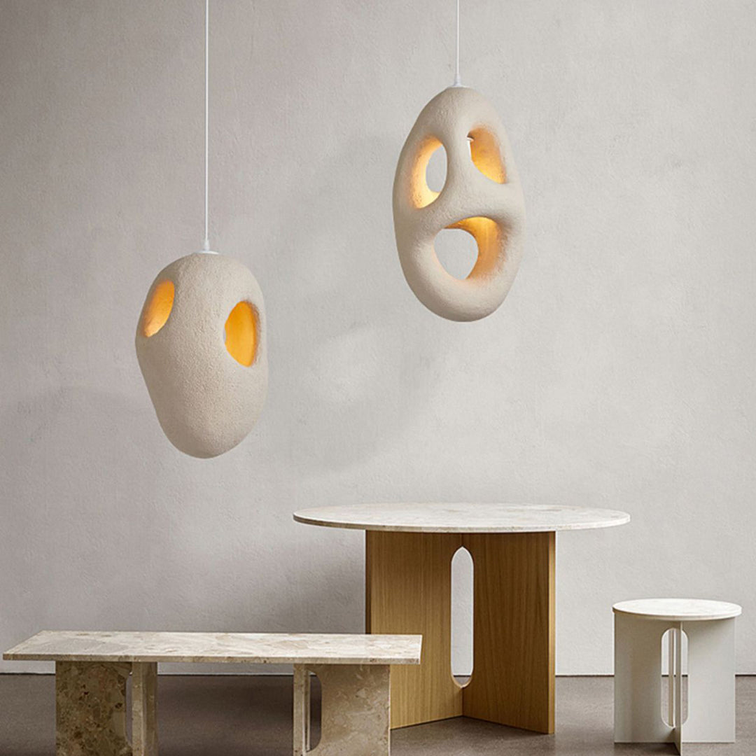 Lámpara colgante de 1 luz de poliestireno de alta densidad con forma de cueva geométrica creativa contemporánea para dormitorio 