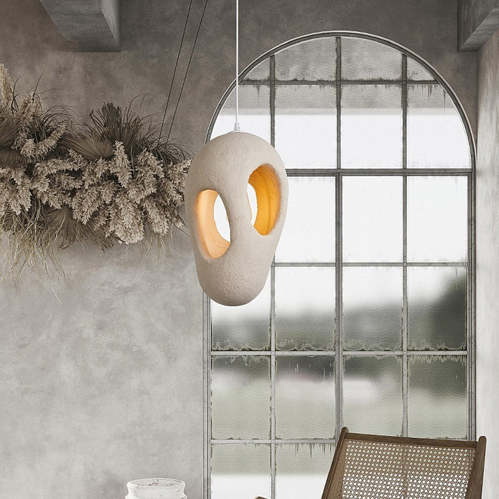 Lámpara colgante de 1 luz de poliestireno de alta densidad con forma de cueva geométrica creativa contemporánea para dormitorio 