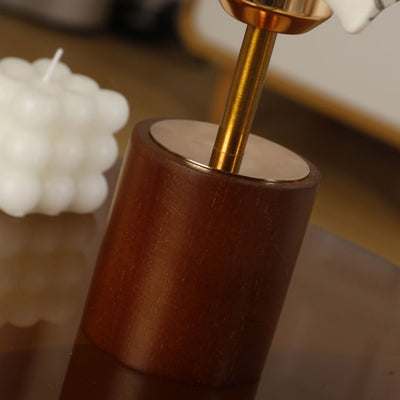 Traditionelle chinesische Kuppelblätter Muster Stoff Holz Eisen 1-Licht Tischlampe für Schlafzimmer 