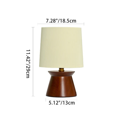 Lampe de table à 1 lumière en forme de cylindre avec bandes en tissu rétro contemporain en bois pour chevet 