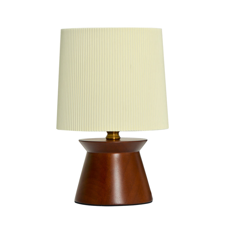 Zeitgenössische Retro Holzstoffstreifen Zylinder 1-Licht Tischlampe für den Nachttisch 
