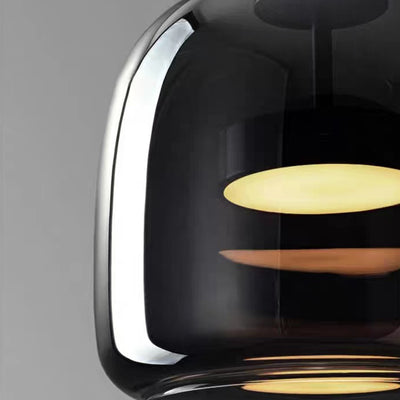 Lustre suspendu moderne de luxe en cylindre de verre transparent avec LED en fer pour chambre 