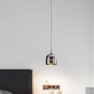 Lustre suspendu moderne de luxe en cylindre de verre transparent avec LED en fer pour chambre 