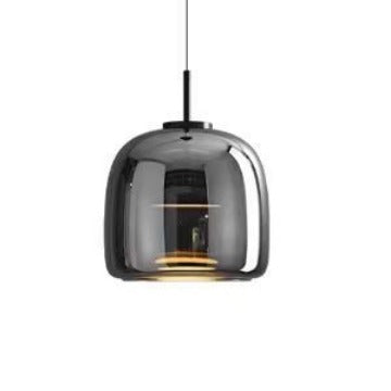 Lustre suspendu moderne de luxe en cylindre de verre transparent avec LED en fer pour chambre 