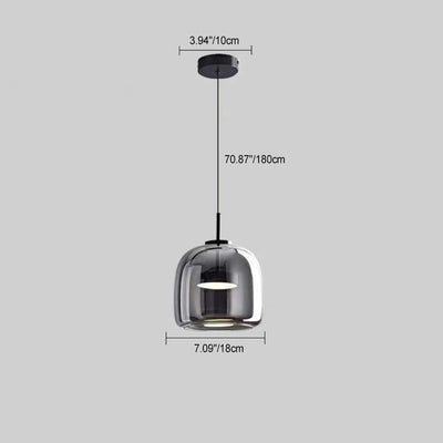 Lustre suspendu moderne de luxe en cylindre de verre transparent avec LED en fer pour chambre 