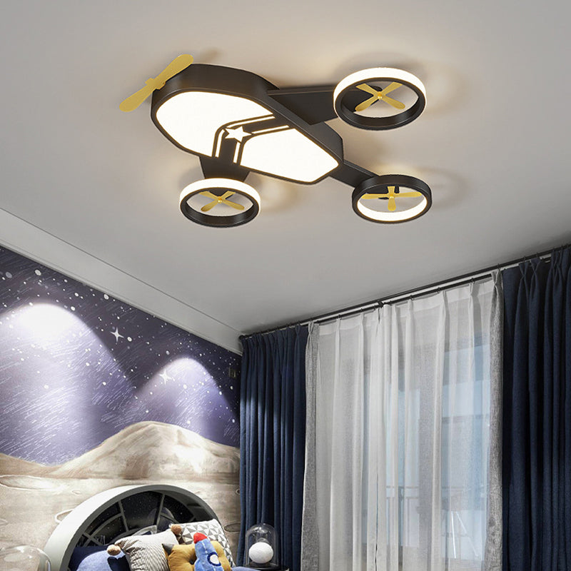 Lumière de plafond à montage encastré LED en acrylique en aluminium fer avion dessin animé créatif contemporain pour chambre d&
