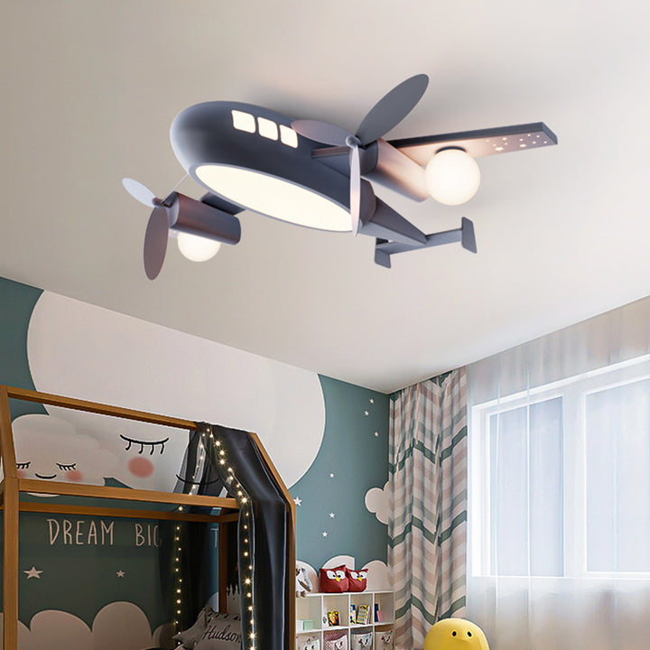 Lumière de plafond à montage encastré LED en acrylique en aluminium fer avion dessin animé créatif contemporain pour chambre d'enfants 