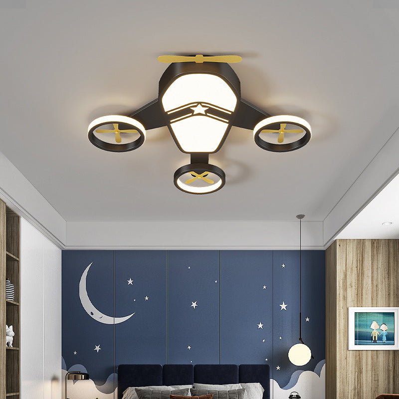 Lumière de plafond à montage encastré LED en acrylique en aluminium fer avion dessin animé créatif contemporain pour chambre d&