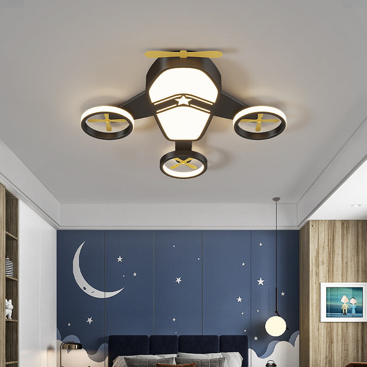 Lumière de plafond à montage encastré LED en acrylique en aluminium fer avion dessin animé créatif contemporain pour chambre d&