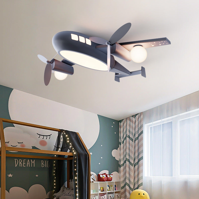 Lumière de plafond à montage encastré LED en acrylique en aluminium fer avion dessin animé créatif contemporain pour chambre d&