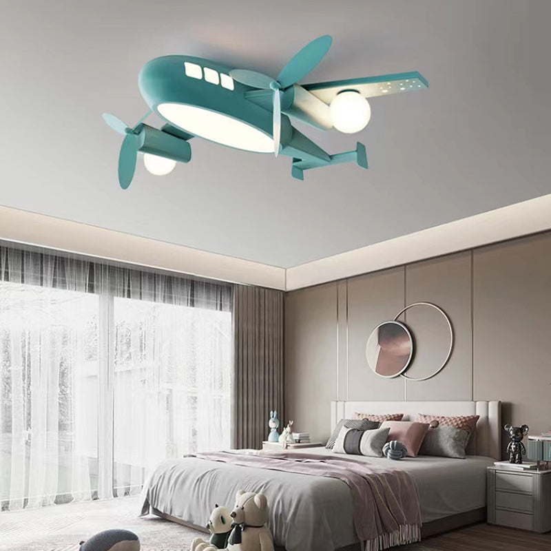 Lumière de plafond à montage encastré LED en acrylique en aluminium fer avion dessin animé créatif contemporain pour chambre d&