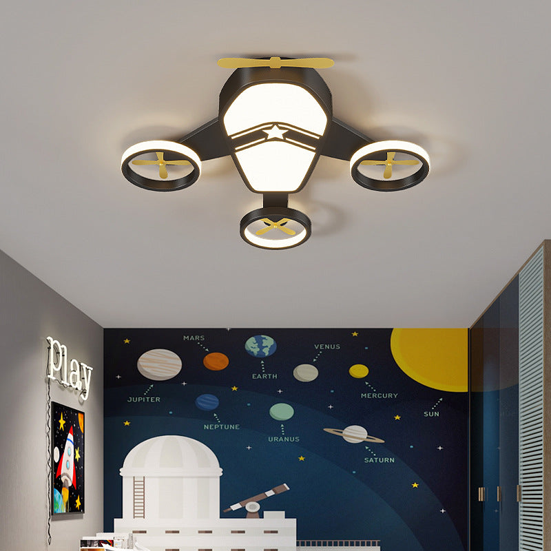Lumière de plafond à montage encastré LED en acrylique en aluminium fer avion dessin animé créatif contemporain pour chambre d&