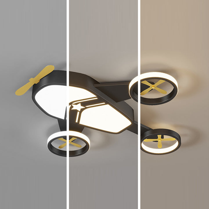 Lumière de plafond à montage encastré LED en acrylique en aluminium fer avion dessin animé créatif contemporain pour chambre d&