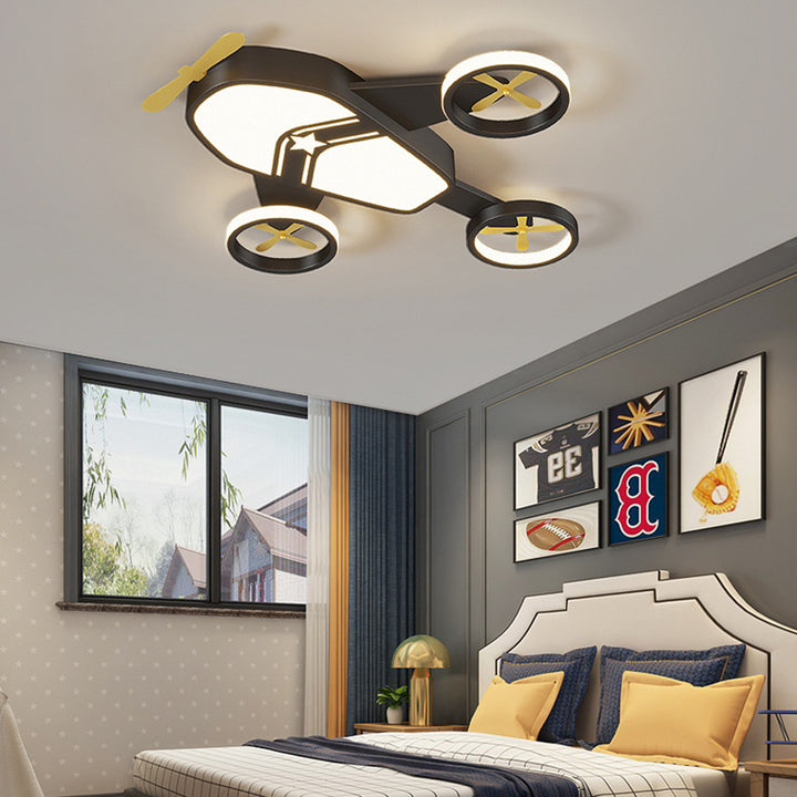 Lumière de plafond à montage encastré LED en acrylique en aluminium fer avion dessin animé créatif contemporain pour chambre d'enfants 