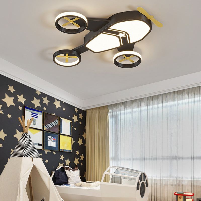 Lumière de plafond à montage encastré LED en acrylique en aluminium fer avion dessin animé créatif contemporain pour chambre d&