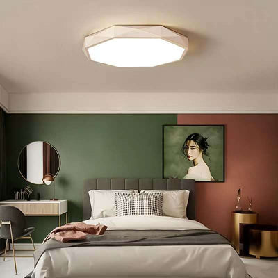 Plafonnier LED en forme ronde géométrique minimaliste moderne en fer et acrylique pour salon 