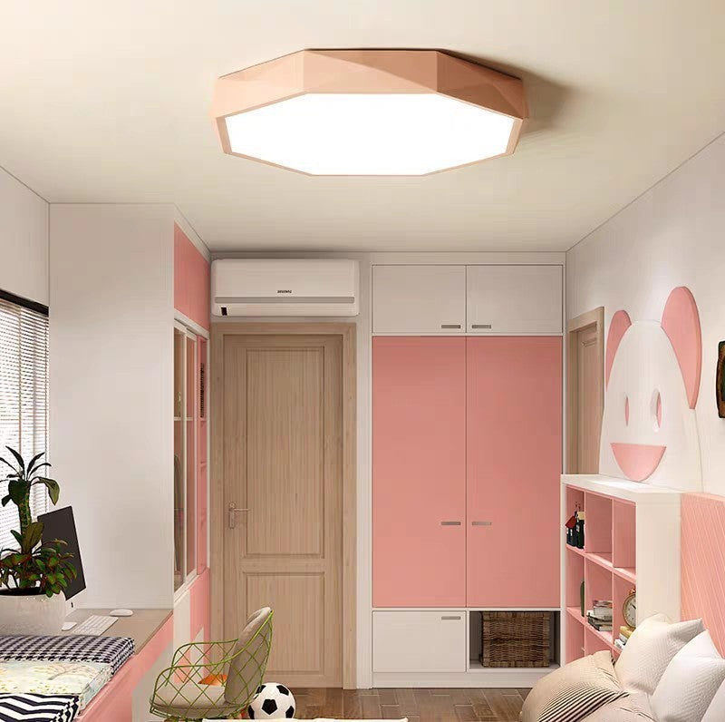 Plafonnier LED en forme ronde géométrique minimaliste moderne en fer et acrylique pour salon 
