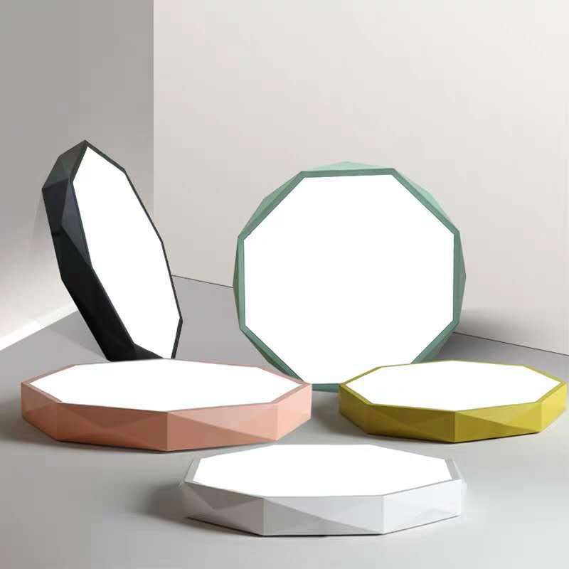 Plafonnier LED en forme ronde géométrique minimaliste moderne en fer et acrylique pour salon 