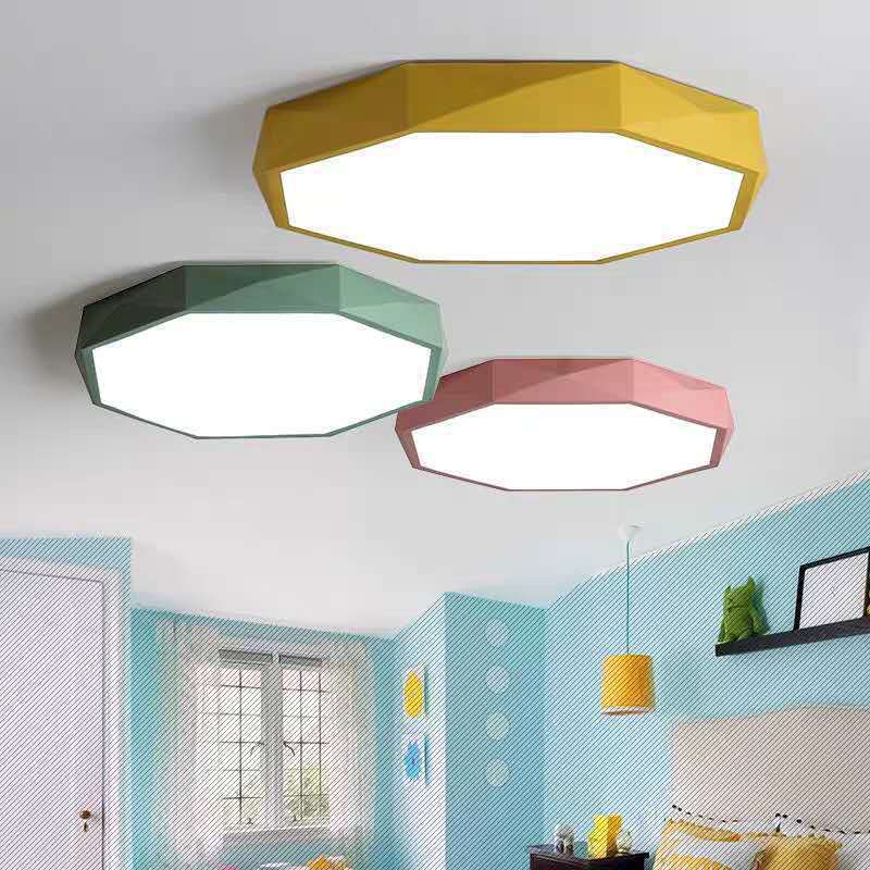 Plafonnier LED en forme ronde géométrique minimaliste moderne en fer et acrylique pour salon 