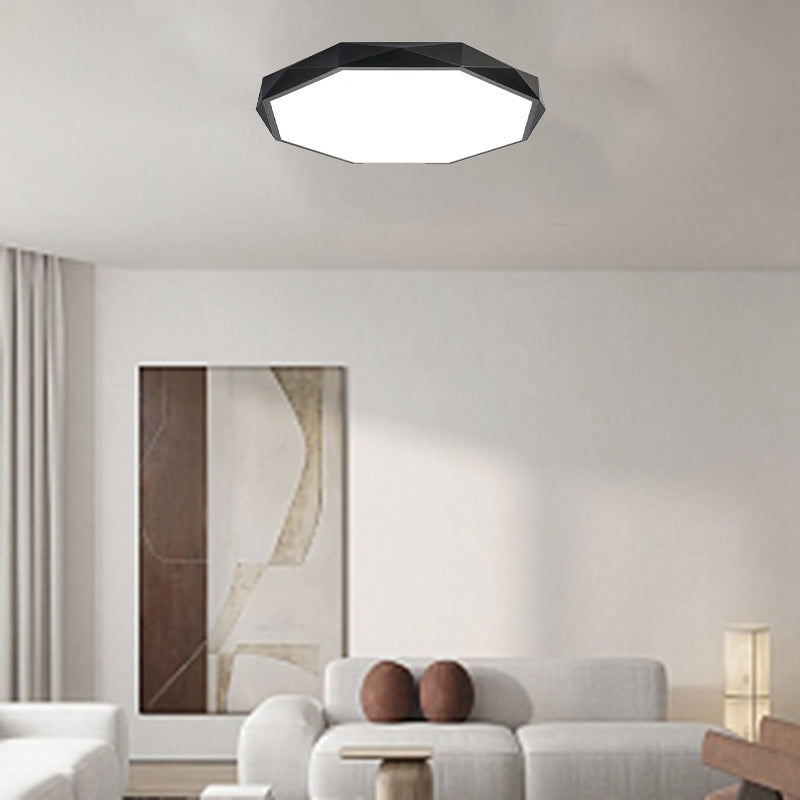 Plafonnier LED en forme ronde géométrique minimaliste moderne en fer et acrylique pour salon 