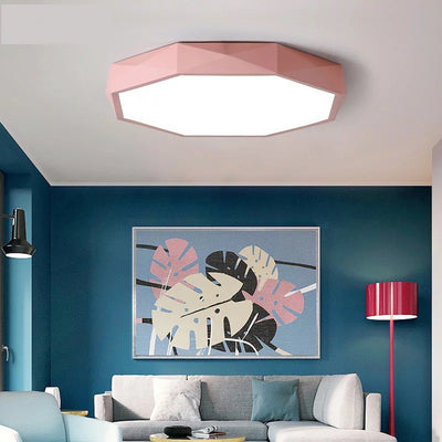 Plafonnier LED en forme ronde géométrique minimaliste moderne en fer et acrylique pour salon 