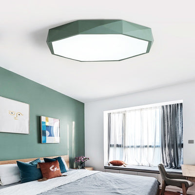 Plafonnier LED en forme ronde géométrique minimaliste moderne en fer et acrylique pour salon 