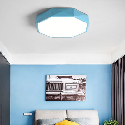 Plafonnier LED en forme ronde géométrique minimaliste moderne en fer et acrylique pour salon 