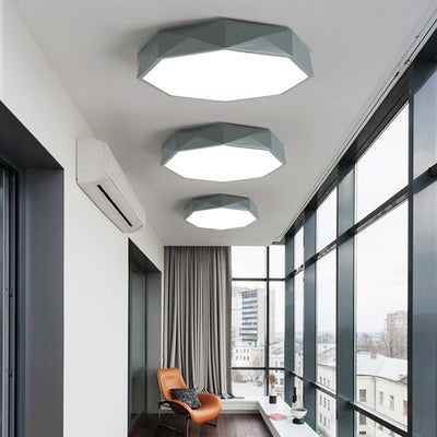 Plafonnier LED en forme ronde géométrique minimaliste moderne en fer et acrylique pour salon 