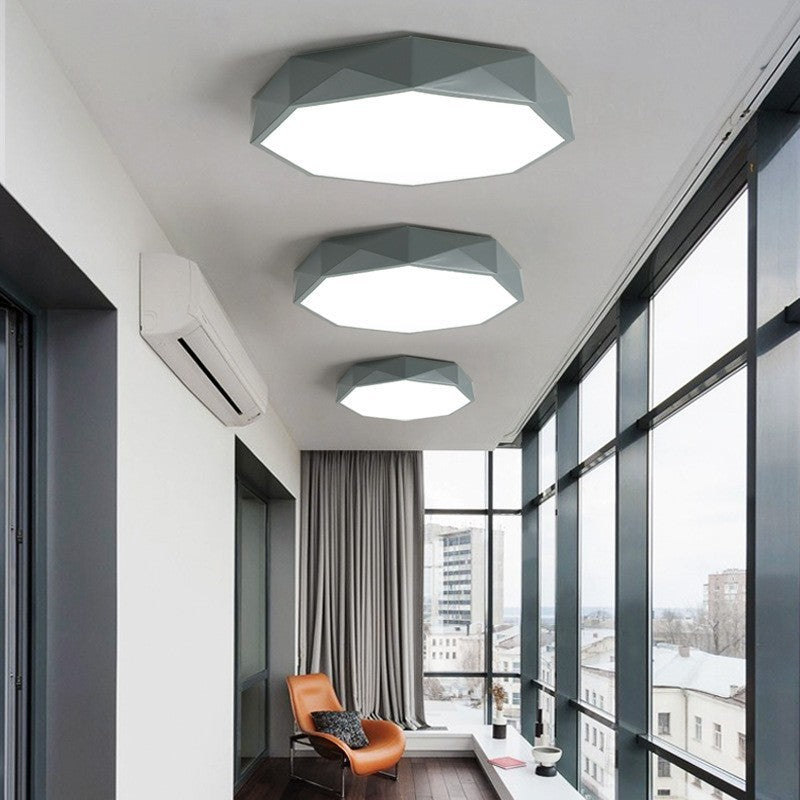 Plafonnier LED en forme ronde géométrique minimaliste moderne en fer et acrylique pour salon 