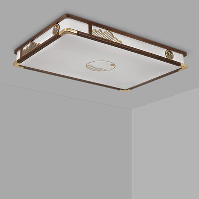 Traditionelle chinesische runde plissierte Eisen PVC LED Unterputz-Deckenleuchte für Wohnzimmer 